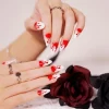 24pcs Artificial Acrylic Nail Art Fake Nails Full Coverage Removable Press on Nails Halloween Pumpkin Skull Moon False Nail Tip - Image 33