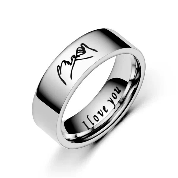 Fashion Titanium Steel Couple Rings With Letters I LOVE YOU Inside Jewelry Gifts For Love Couples Black And White Two Styles - Image 7