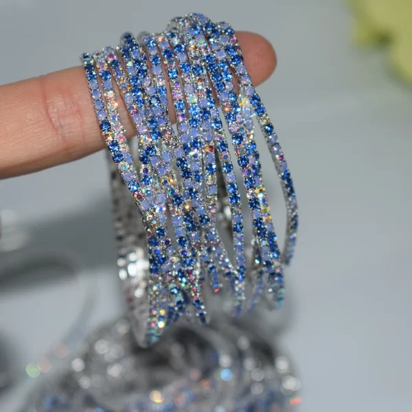 50pcs/Set Fashion Gold Multiple Colour Crystal Rhinestone Elastic Bracelet Bangle Bling Wristband Women Wedding Bridal Jewelry - Image 10