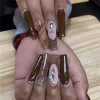24Pcs Pink Butterfly Design False Nails Extra Long Coffin Fake Nails Wearable French Ballet Press on Nails Full Cover Nail Tips - Image 11