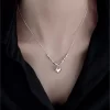ANENJERY Silver Color Small Square Chain Love Heart Necklace for Women Fashion Temperament Jewelry Accessory - Image 3