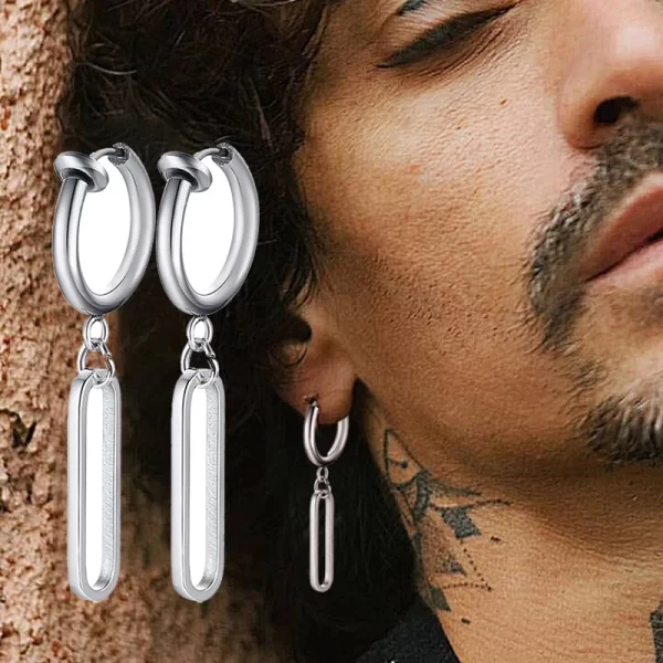 Fashion Stainless Steel Blade Earrings Vintage Razor Hollow Drop Earrings Women Men Punk Jewelry Hip Hop Street Dangle Earrings - Image 3