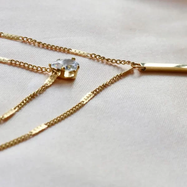 Double Layer Crystal Zircon Pendant Necklace For Women Female Vintage Stainless Steel Choker Chain Neck Wedding Jewelry Gift - Image 4