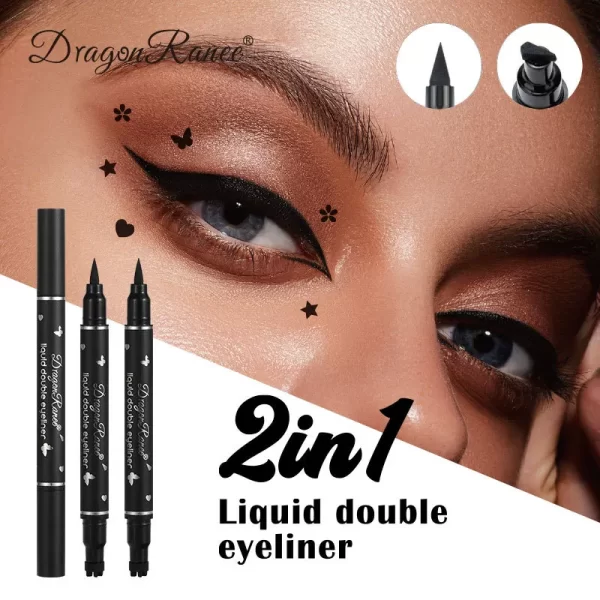 Dragon Ranee Double head Star Seal Eyeliner waterproof non-smudging novice heart plum embellished eye tail eyeliner - Image 3