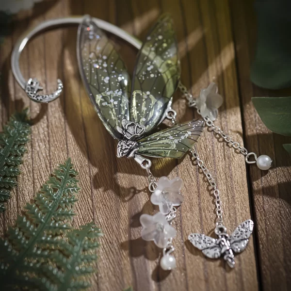 KunJoe Vintage Elf Butterfly Wings Ear Clips Earrings for Women Without Drilling 2024 Trend Flower Tassel Non Piercing Ear Cuff - Image 5