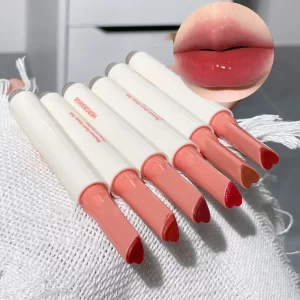 Heart Shape Lipstick Pen Mirror Glass Solid Lip Glaze Water Light Clear Oil Jelly Lip Gloss Korean Tint Makeup Girl Cosmetic