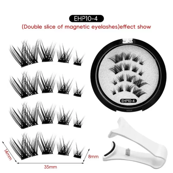 4pcs Magnetic Eyelashes Natural Long With Applicator Reusable Lashes Extension Women Beauty Thick Long 3D False Magnetic Lashes - Image 10