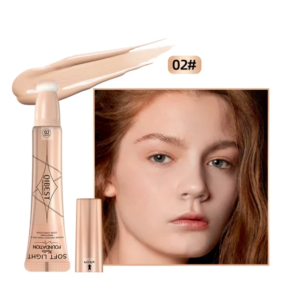 QIBEST Liquid Concealer Matte Flawless Waterproof Foundation Cream With Cushion Applicator Concealing Eye Dark Circle Cosmetics - Image 10