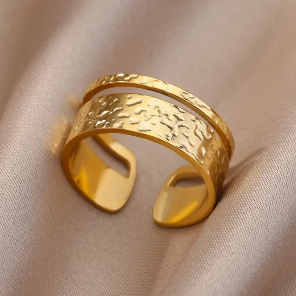 Stainless Steel Rings For Women Men Gold Color Hollow Wide Open Ring Female Male Fashion Wedding Party Finger Jewelry Gift 2024 - Image 32