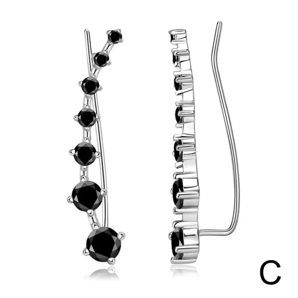 1 Pair Seven Star Crystals Leaf Shape Ear Climber Stud Earrings Alloy Ear Cuff Hook Ear Climbers For Women Girls Jewelry Gifts - Image 8