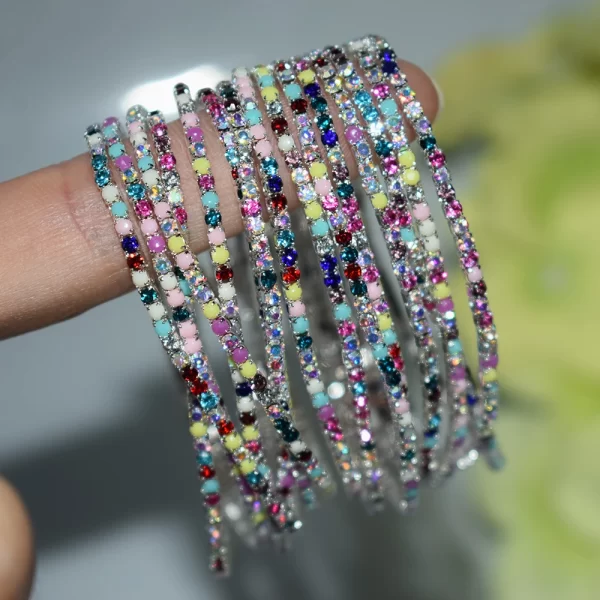 50pcs/Set Fashion Gold Multiple Colour Crystal Rhinestone Elastic Bracelet Bangle Bling Wristband Women Wedding Bridal Jewelry - Image 43