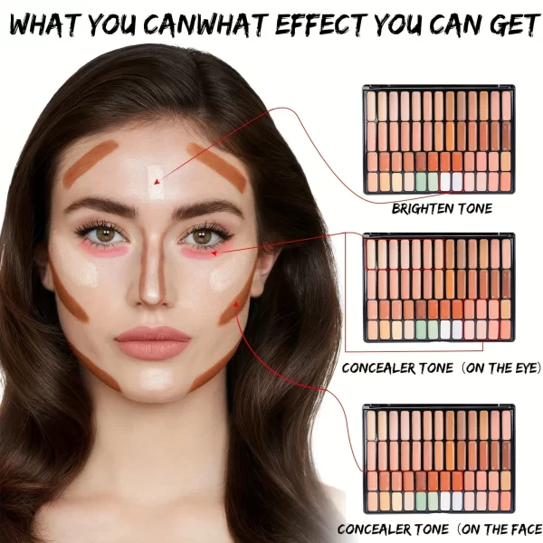 50 Colors Professional Makeup Concealer Palette with Brush Black Eye Circle Correction Facial Long Lasting Contouring Cosmetics - Image 4