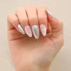 24pcs press on nails  Long Almond Blue Line Love Flower Lattice Print Fake Nail french tip press on nails cute nail - Image 6
