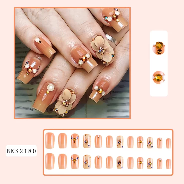 Floral Pattern Wearable Nails – Colorful Flower-Shaped Press-On Nail Tips for Fashionable Manicures - Image 13