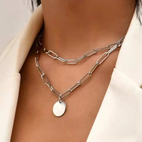 Crystal Zircon Heart Star Charm Layered Pendant Necklace Set for Women Charms Fashion Square Rhinestone Female Vintage Jewelry - Image 17