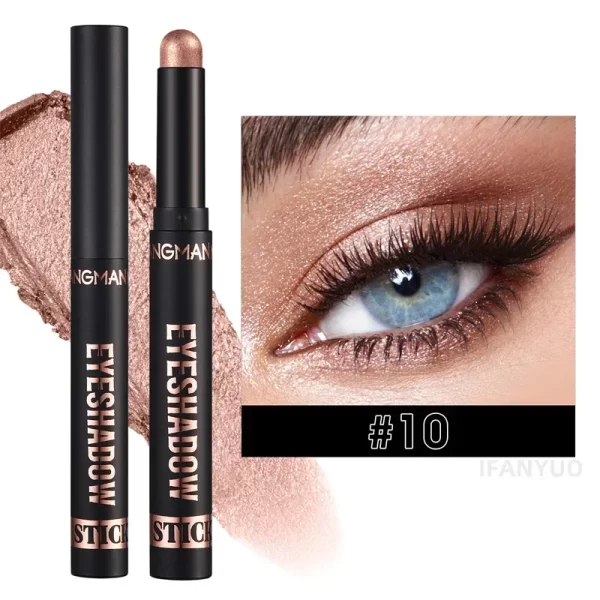 Glitter Brown Eyeshadow Pen Smoky Eyes Makeup Long Lasting Shimmer Matte Lying Silkworm Eyeshadow Pencil Highlighter Stick 1pc - Image 11