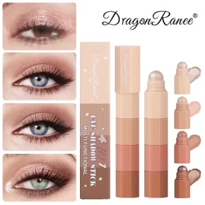 New 4 IN 1 Combo Eyeshadow Highlighter White Brown Eye Shadow Stick Glitter Pearlescent High Gloss Eyeshadow Mini Shadow Crayon
