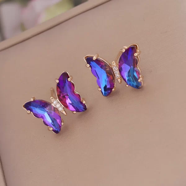 Cute 925 Silver Needle Crystal Colorful Butterfly Earrings For Women Girls Trendy Girl Friendship Insect Ear Studs Charm Jewelry - Image 6