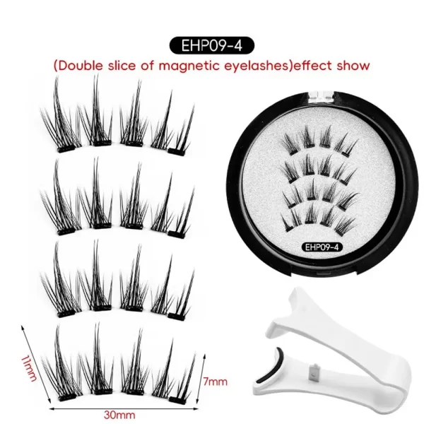 4pcs Magnetic Eyelashes Natural Long With Applicator Reusable Lashes Extension Women Beauty Thick Long 3D False Magnetic Lashes - Image 12