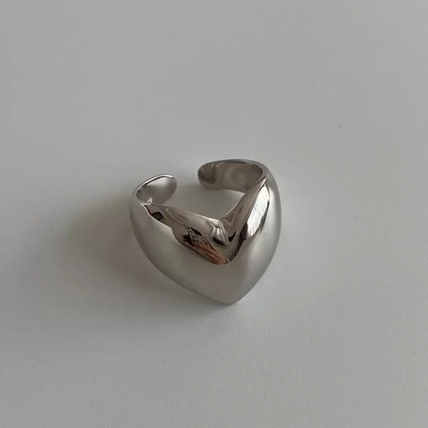 Stainless Steel Simple Smooth Metal Heart Rings For Women Men Y2K Trendy Open Ring Korean Elegant Party Jewelry Couple Gifts - Image 6