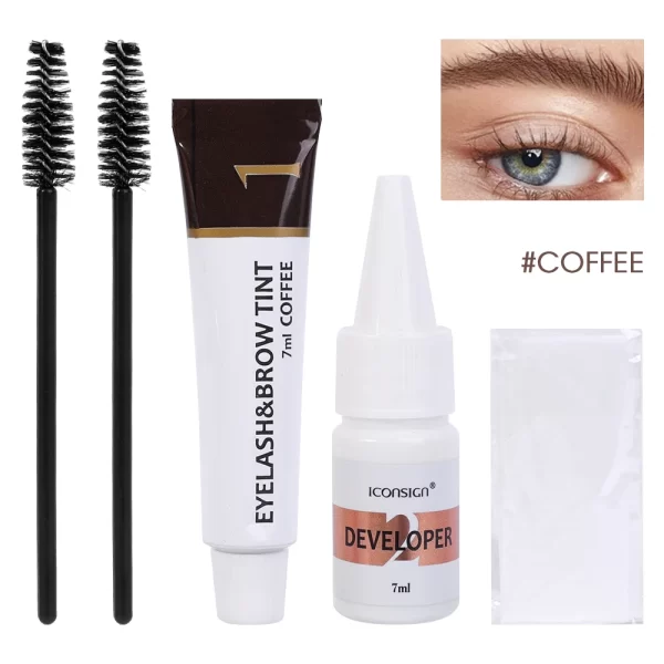 Fast Eyebrow Tint Kit Black Brown 2 in 1 Eyebrow Gel Lash Lift Tint Professional Semi-Permanent Waterproof Brow Enhancer Makeup - Image 8
