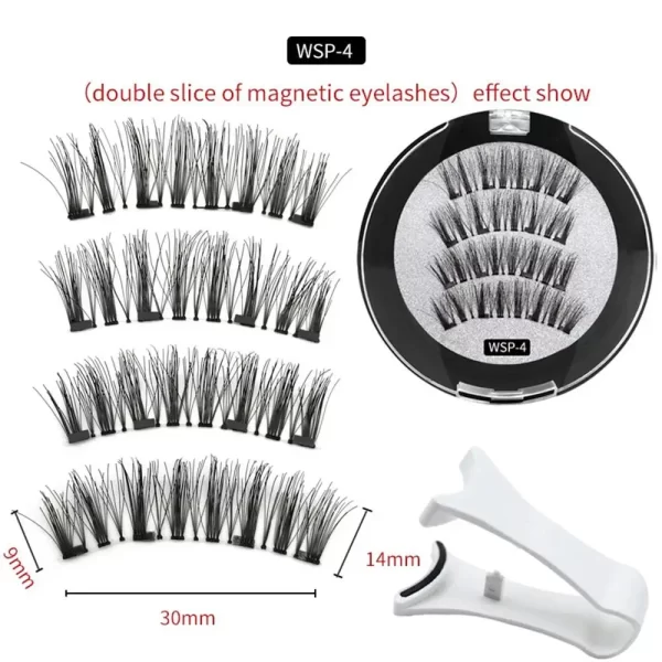 4pcs Magnetic Eyelashes Natural Long With Applicator Reusable Lashes Extension Women Beauty Thick Long 3D False Magnetic Lashes - Image 11