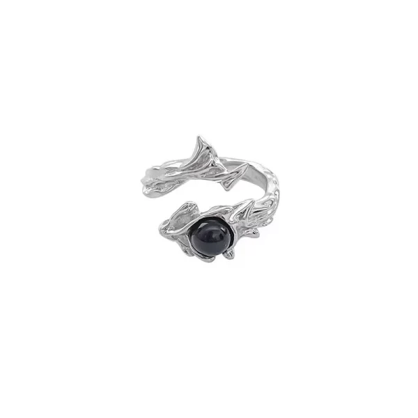 Irregular Black Geometry Liquid Metal Open Adjustable Silver Color Ring For Women Men Cool Trend Punk Jewelry Y2K Accessories - Image 5