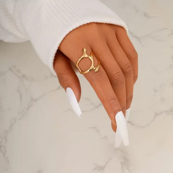 Kpop Trend Lava Irregular Rings Vintage Chunky Hollow Branches Open Ring For Women Punk Geometric Rings Wedding Y2K Jewelry - Image 5