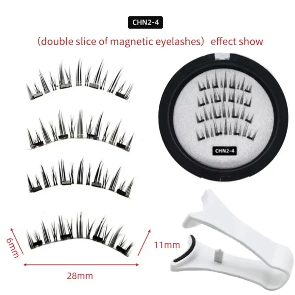 4pcs Magnetic Eyelashes Natural Long With Applicator Reusable Lashes Extension Women Beauty Thick Long 3D False Magnetic Lashes - Image 9