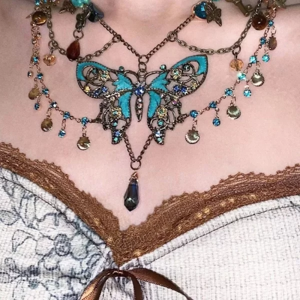 Dainty Butterfly Pendant Multiayer Waist Chain Elegant Beaded Body Chain Jewelry - Image 3