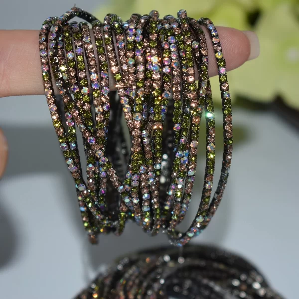 50pcs/Set Fashion Gold Multiple Colour Crystal Rhinestone Elastic Bracelet Bangle Bling Wristband Women Wedding Bridal Jewelry - Image 45
