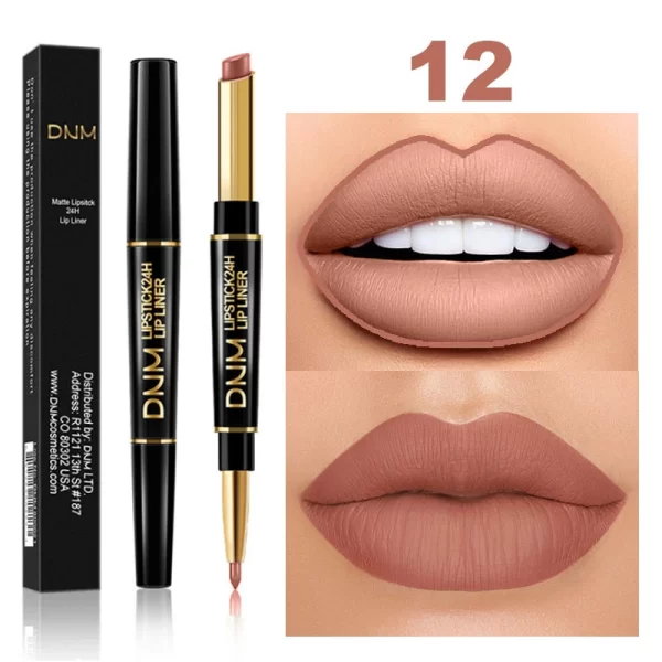 2 In 1 Matte Lipstick Pencil Double Head Lip Liner Pen Red Nude Long Lasting Waterproof Lady Charming Lip Pencil Makeup Tools - Image 18