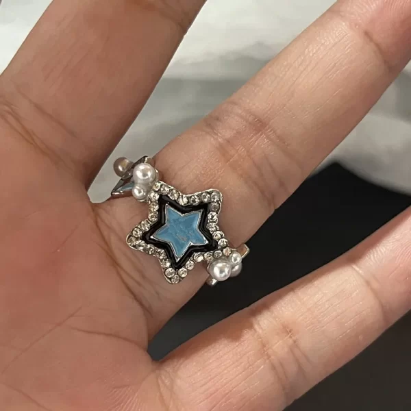 Y2K Crystal Rings Kpop Heart Adjustable Ring Irregular Geometry Punk Vintage Rings Set for Women Girls New Fashion Jewelry - Image 6