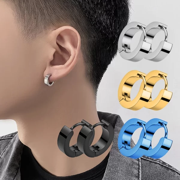 1 Pair Men Women Punk Stainless Steel Ear Circle Earring Simple Ear Buckle Gothic Fashion Jewelry Hot Selling Pop Jewelry - Image 3