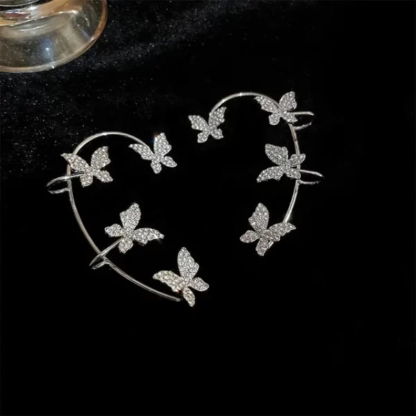 Gold Silver Color Metal Butterfly Ear Clips Without Piercing For Women Sparkling Zircon Ear Cuff Clip Earrings Wedding Jewelry - Image 7