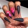 24pcs Artificial Acrylic Nail Art Fake Nails Full Coverage Removable Press on Nails Halloween Pumpkin Skull Moon False Nail Tip - Image 24