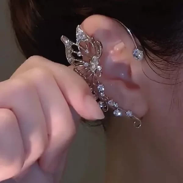 Korean Fashion Zircon Butterfly Elf Ear Cuff for Women Sparkling Zircon Crystal Without Piercing Clip Earrings Wedding Jewelry - Image 7