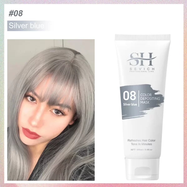 9 Colors 5 minute dyeing care Hair mask Hair Dye Non-toxic DIY Hair Color Hold for 15 days Dye  Hair mask Blue Grey Purple 100ML - Image 12