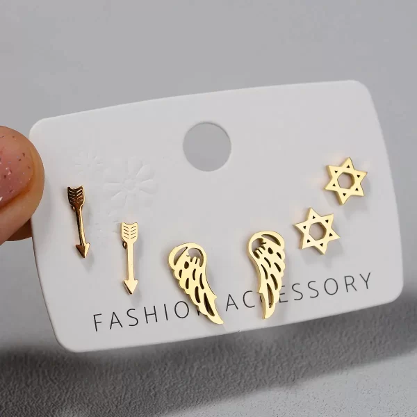 Stainless Steel Earrings Small Cute Butterfly Star Moon Heart Stud Earrings Set Punk Piercing Earing Women's Minimalist Jewelry - Image 5