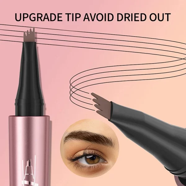 4 Fork Tip Eyebrow Pencil 3D Microblading Waterproof Dark Brown Natural Colour Fine Stroke Magic Eyebrow Pencil 2024 New Ladies - Image 6