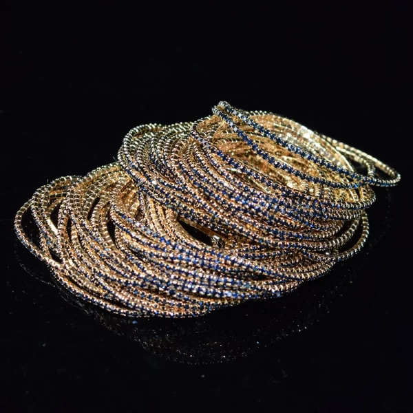 50pcs/Set Fashion Gold Multiple Colour Crystal Rhinestone Elastic Bracelet Bangle Bling Wristband Women Wedding Bridal Jewelry - Image 35
