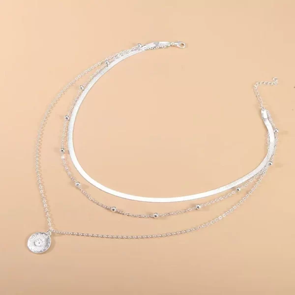 925 Sterling Silver Three-Layer Round Necklace Simple Snake Chain Charm Ball Chain Party Wedding Gift Women's Exquisite Jewelry - Image 5