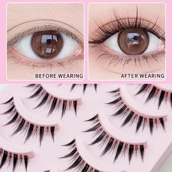 DINGSEN Fake Eyelash Anime Lashes 5 Pairs Little Devil Eyelashes Natural Daily Makeup Manga Eyelashes Clear Band Eyelashes - Image 5