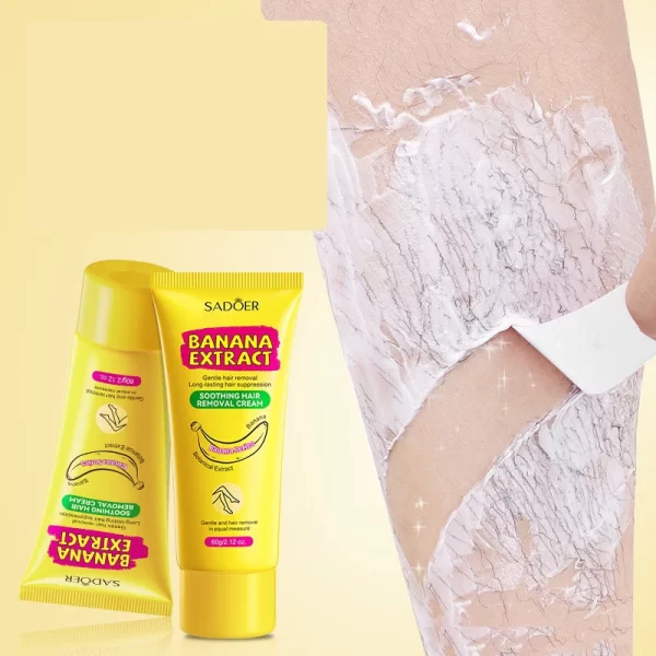 SADOER Banana Hair Removal Cream Non Irritating Quick Whole Body Axillary Armpit Arm Leg Privates Hair Remover Remove Creams - Image 4