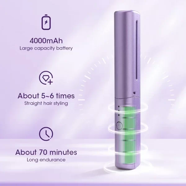2 in 1 Wireless Hair Hot Comb Hair Straightener Curler Comb Fast Heating Negative Ion Straightening Curling Brush Styling Tools - Image 3