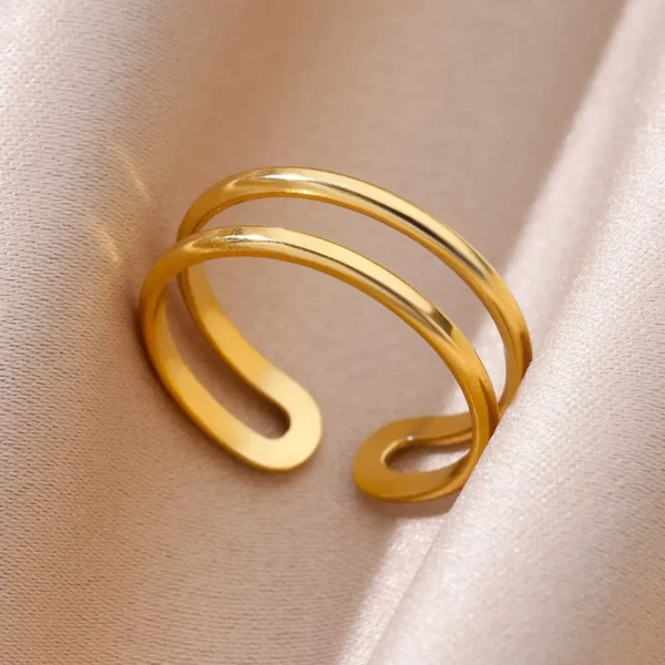 Stainless Steel Rings For Women Men Gold Color Hollow Wide Open Ring Female Male Fashion Wedding Party Finger Jewelry Gift 2024 - Image 12