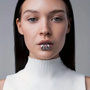Fake Piercing Lip Clip Ring Gothic Geometric Beast Tooth Metal Lip Ring Unisex No Hole Lip Ring Face Jewelry Ornament Accessorie