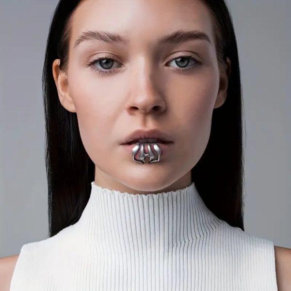 Fake Piercing Lip Clip Ring Gothic Geometric Beast Tooth Metal Lip Ring Unisex No Hole Lip Ring Face Jewelry Ornament Accessorie