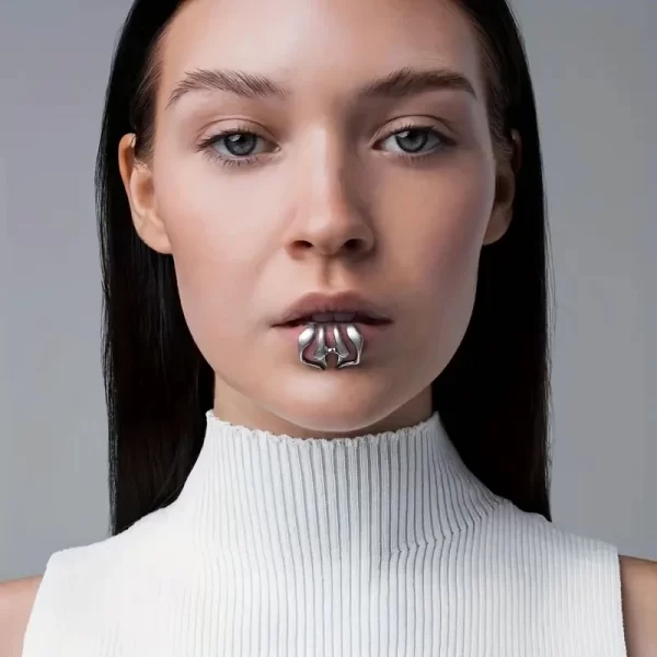 Fake Piercing Lip Clip Ring Gothic Geometric Beast Tooth Metal Lip Ring Unisex No Hole Lip Ring Face Jewelry Ornament Accessorie - Image 2