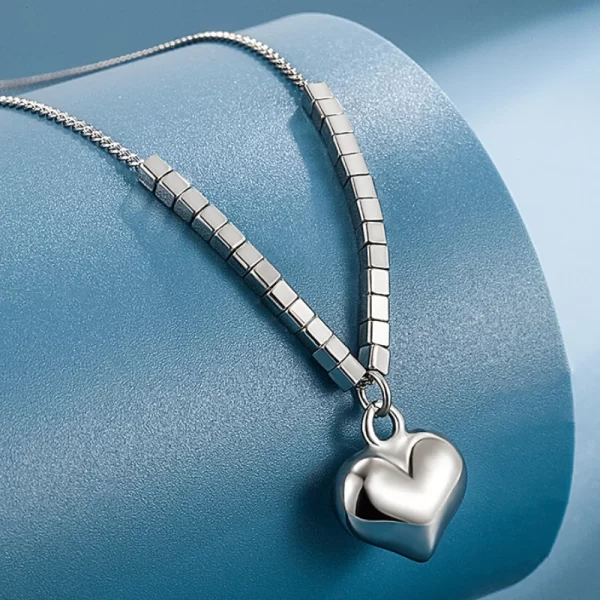 ANENJERY Silver Color Small Square Chain Love Heart Necklace for Women Fashion Temperament Jewelry Accessory - Image 7